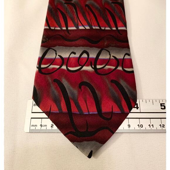 J. GARCIA 2 Pc Men’s Neck Ties Olive Green & Gold; Red, Gray, & Black 100% Silk - Picture 7 of 9